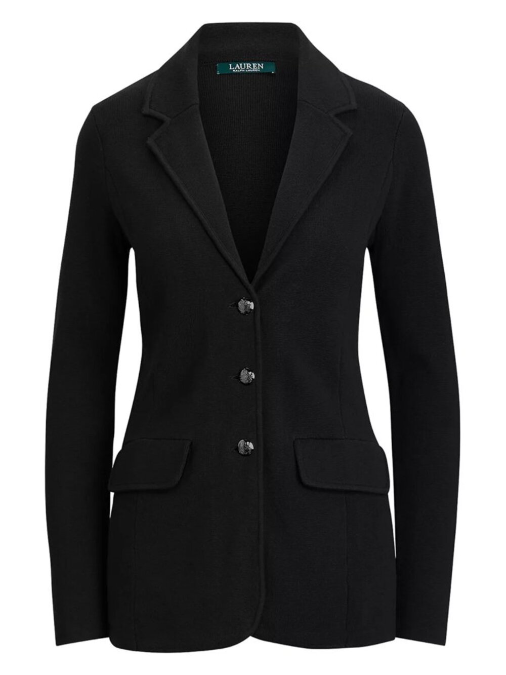 NWT Lauren Ralph Lauren Women's Plus Cotton Knit Blazer Black